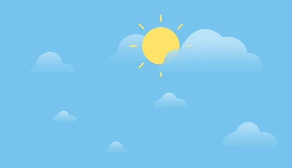 Sonnenschein Mit Wolken Und Himmelshintergrund Einfaches Sommerhimmeldesign Tagzeitkonzept — Stockvektor