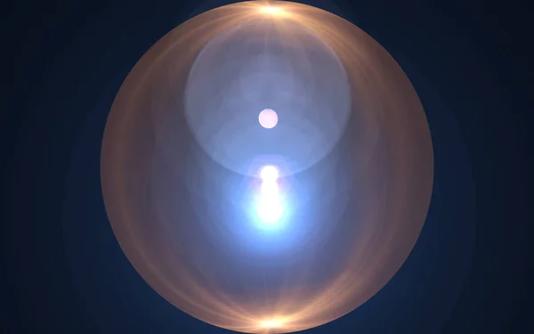 Orb ライトフレア デジタルレンズフレアの背景を持つ抽象的な太陽バースト 垂直方向の白フレア効果 ラウンドフレア効果 — ストック写真
