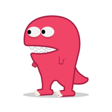 Sevimli funing dinosuar karakter tasarımı. Vektör illüstrasyon. Karikatür dinozor mutlu.