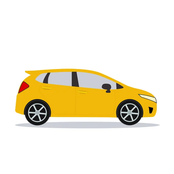 Carro Esporte Amarelo Plano Com Fundo Branco Isolado Vector Modern — Vetor de Stock