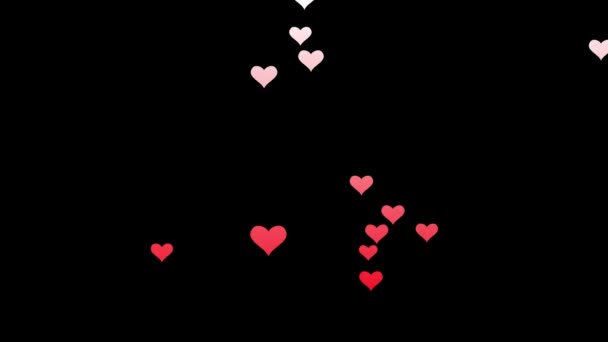 Corazón Confeti San Valentín Fluyen Por Canal Alfa Video Beautiful — Vídeos de Stock