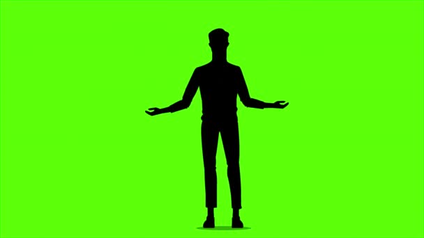 Silhouette Ung Affärsman Pose För Att Tjäna Pengar Grafisk Rörelse — Stockvideo