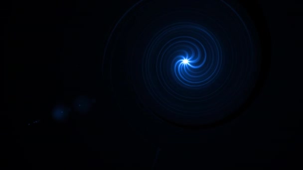 Swirl Blue Digital Light Effect Black Motion Video Twist Lens — Stock Video