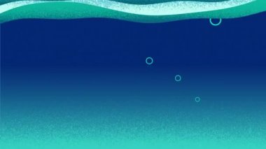 Kabarcıklar ve dalga ile Karikatür sualtı sahnesi. Deniz wih doku dalga