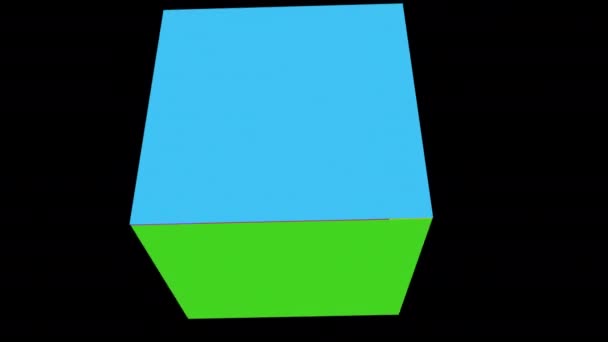 Cubo Colorido Girando Com Canal Alfa Cubo Plano Animação Preto — Vídeo de Stock