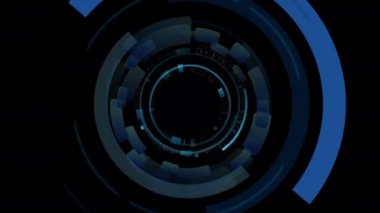 Alfa kanal lı Blue Cricle çizgi teknolojisi grafik hareket arka planı. Modern fütüristik daire arka plan. Teknoloji arka plan konsepti