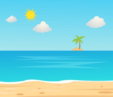 Beach Travel Holiday Vacation.Beautiful deniz manzarası ve gökyüzü arka plan. Seyahat konsepti. Sahil tropikal doğa sahnesi