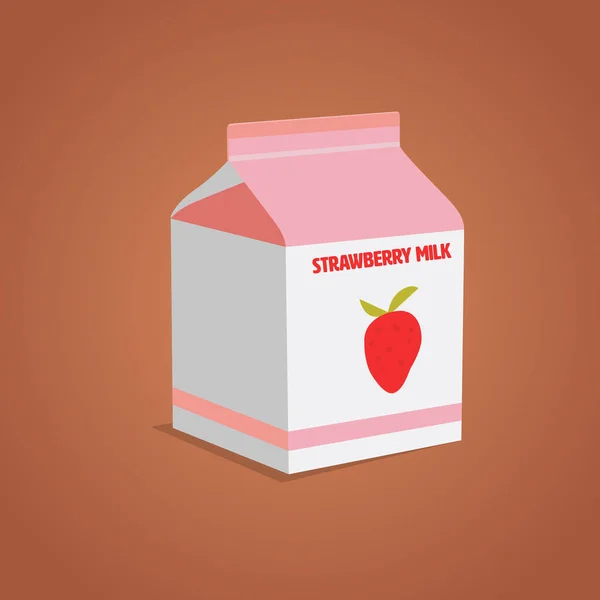 Caja Leche Fresa Con Fondo Marrón Vector Diseño Paquete Leche — Vector de stock