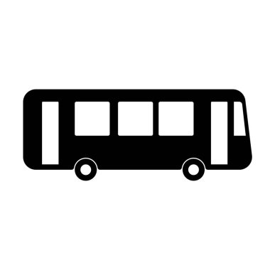 Beyaz arkaplanda siluet otobüs işareti