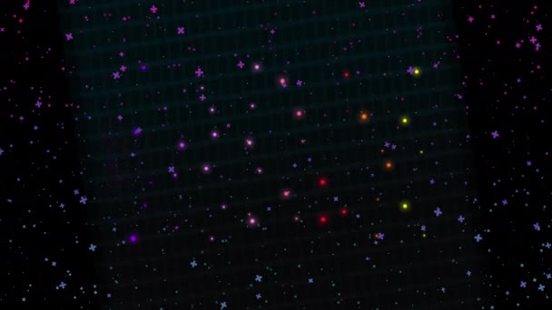 闪烁的夜空 闪烁的夜空 闪烁的星移向背景 在太空中抽象出五彩斑斓的星辰 — 图库视频影像