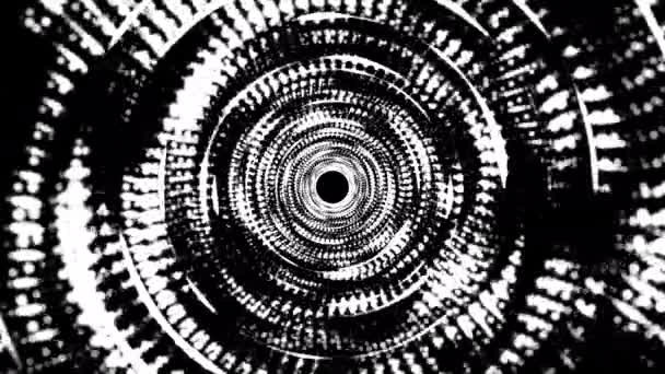 Black White Tunnel Abstract Technology Lines Tunnel Dynamic Background — Stock Video