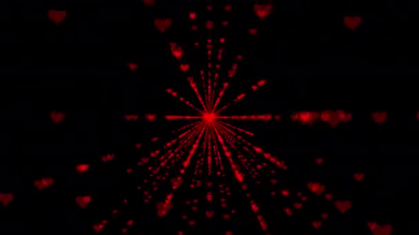Cuore Rosso Modello Background Motion Diffondere Cuore Dal Center Vanlentines — Video Stock