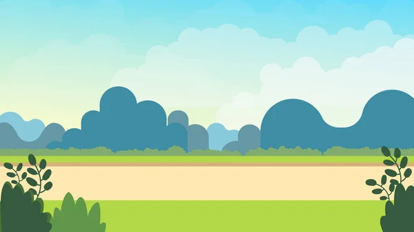 봄에는 경관을 수있다 Vector Illustration Nature Scene Sky Cartoon Background — 스톡 벡터