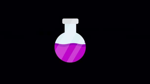 带液体的科学家用化学玻璃 化学测试图标 通道的动画 — 图库视频影像