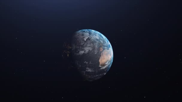 ズームで地球アニメーション プラネットアース3Dレンダリング スペースに雲と現実世界4K — ストック動画