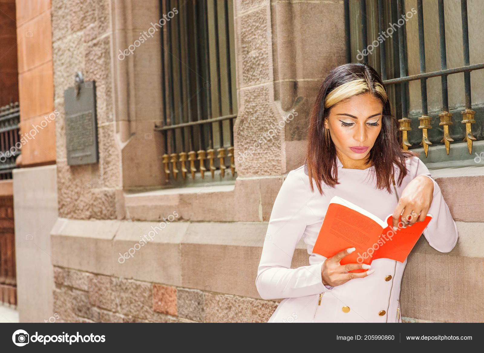 Young American Woman Black Hair Dyed Front Top Little Blonde