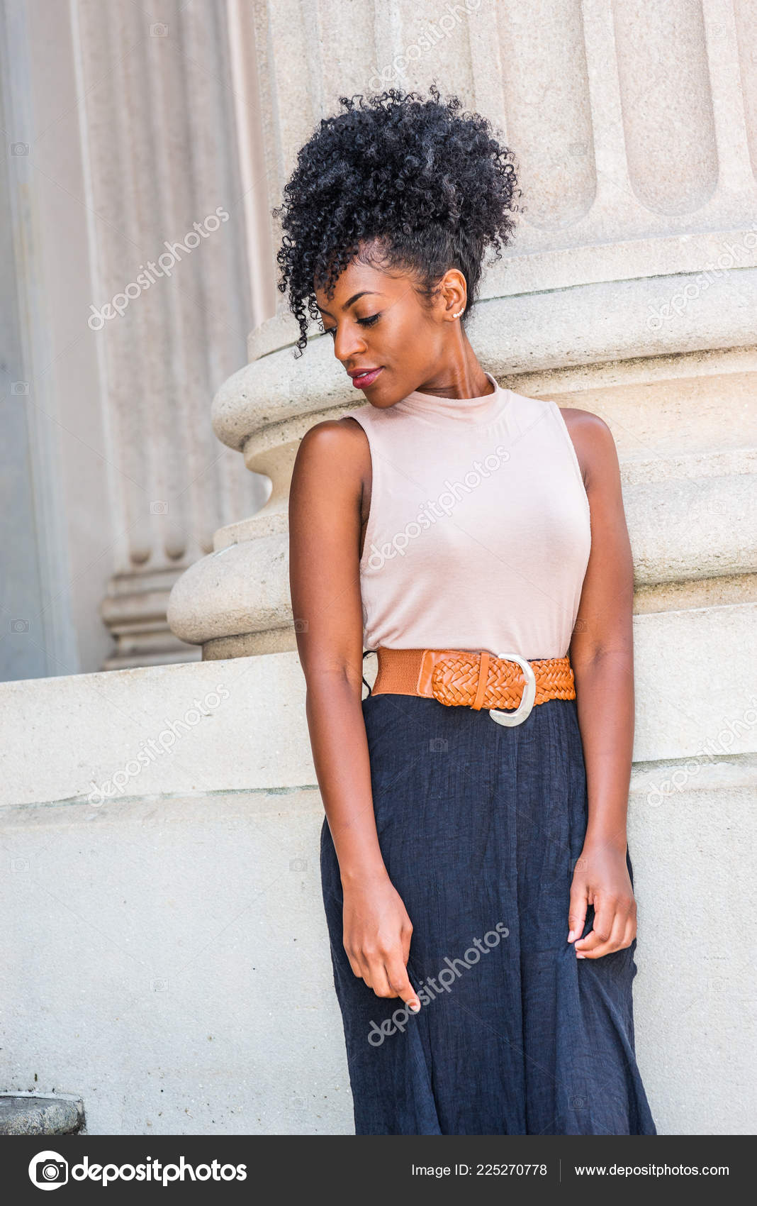 Young African American Girl Afro Hairstyle White Ear Bead Pin