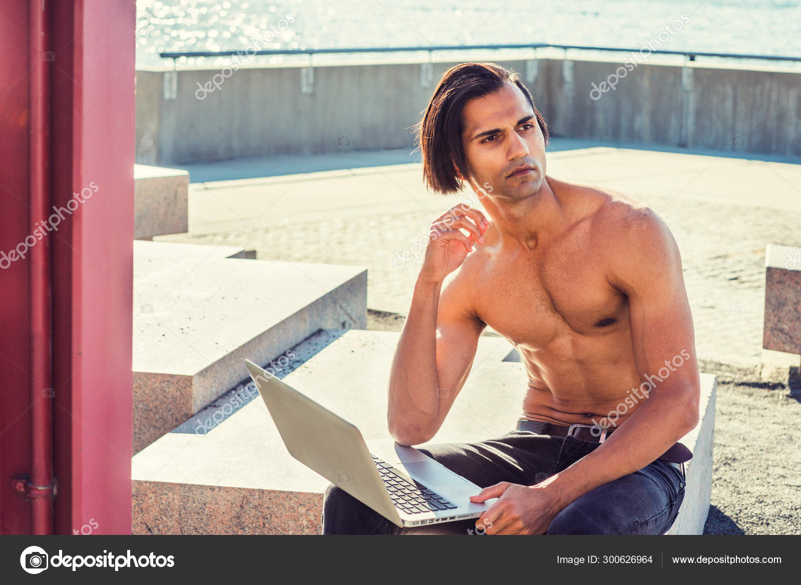 1600px x 1168px - Young East Indian American Man Half Naked Showing Strong Body Stock Photo  by Â©xcai 300626964