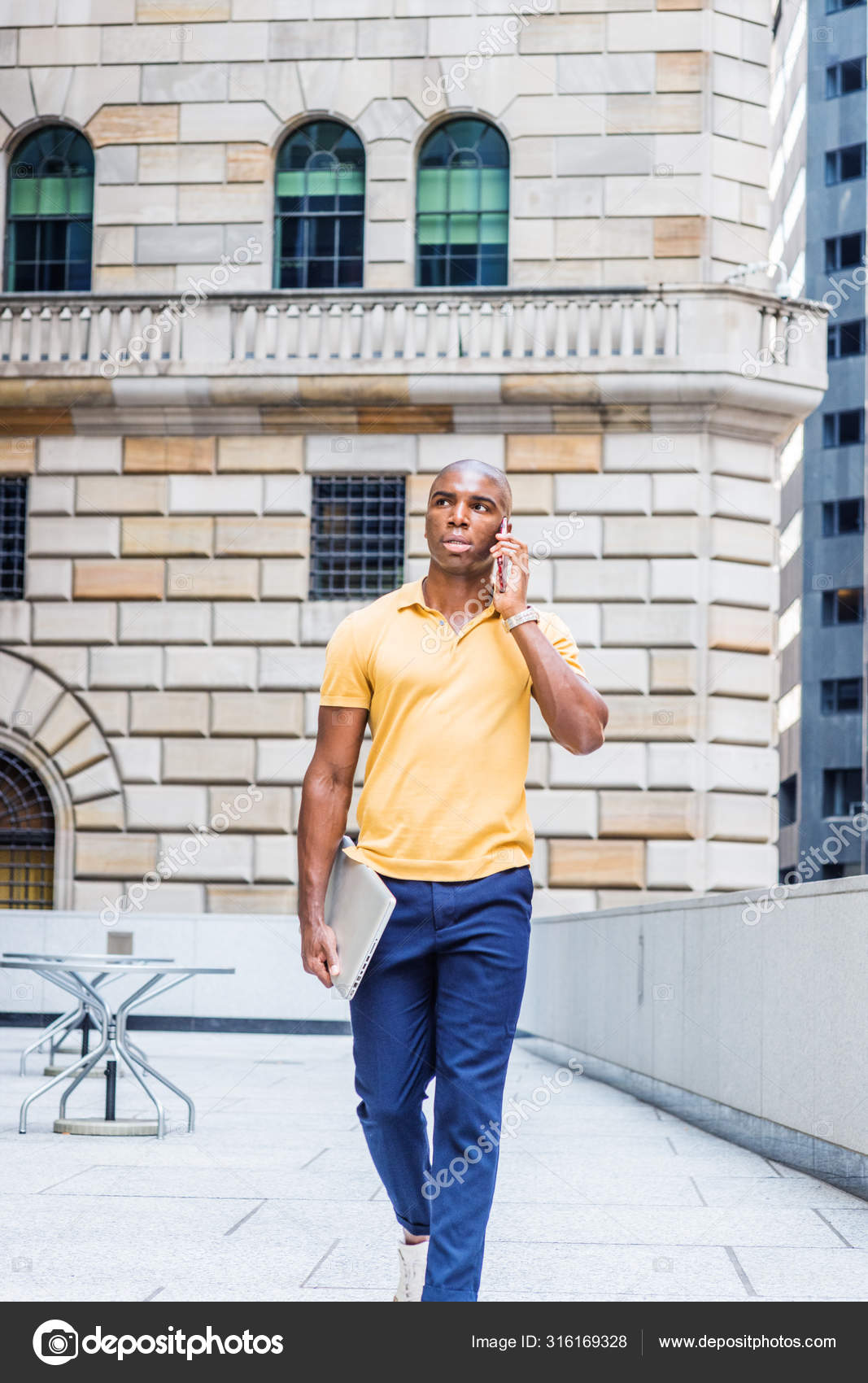 Yellow shirt sales with blue pants