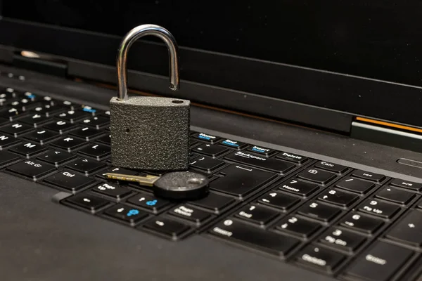 lock and key as symbol for Privacy and General Data Protection Regulation on a notebook computer