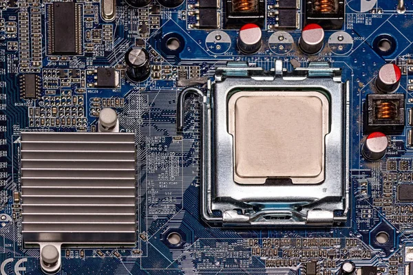 Nahaufnahme Cpu Auf Computer Mutter Board — Stockfoto