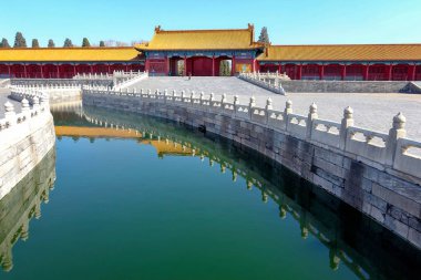 Beijing, Çin - 11 Mart 2016: yasak şehir. İnsanlar yasak şehir ziyaret, sonuna Qing Hanedanı Çin İmparatorluk Sarayı Ming Hanedanı üzerinden yapıldı.