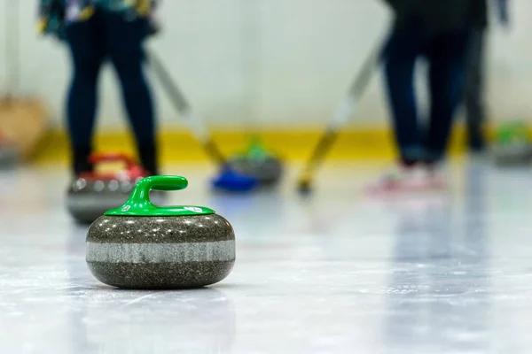Nahaufnahme Einer Curling Spielsituation — Stockfoto