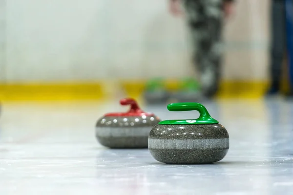 Primo Piano Una Situazione Gioco Curling — Foto Stock