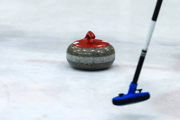Närbild Curling Spel Situation — Stockfoto