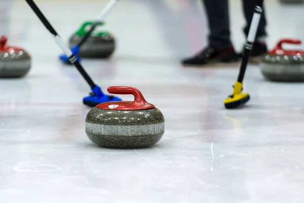 Fechar Situação Jogo Curling — Fotografia de Stock