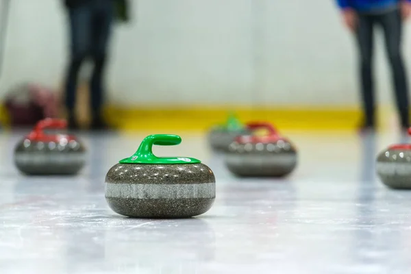 Zblízka Curling Herní Situace — Stock fotografie