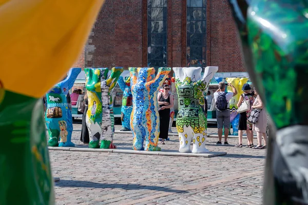 Riga Lettland Juli 2018 United Buddy Bears Utställning Stadens Invånare — Stockfoto
