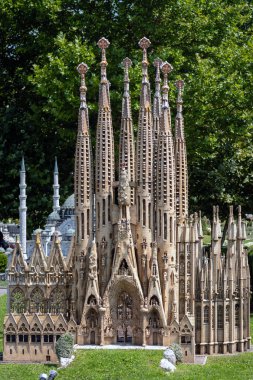 Klagenfurt, Carinthia, Avusturya - 07 Ağustos 2018: Park Minimundus am Worthersee. En ünlü tarihi binalar ve yapılar dünyanın modelleri. Ölçek 1:25