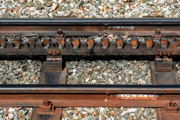 Vasúti Pálya Egy Rack Részlete — Stock Fotó