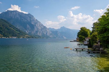 Yukarı Avusturya - gmunden traunsee lake marina. Salzkammergut bölge.