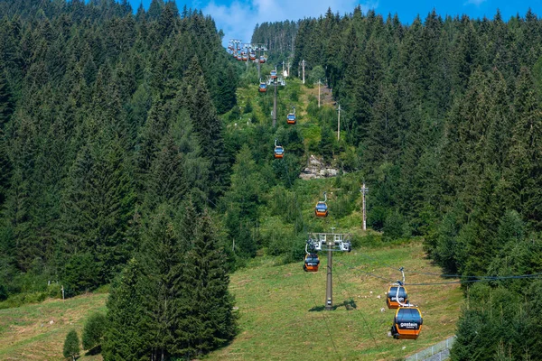Бадгаштайн Австрія Серпня 2018 Повітря Канатна Дорога Вершину Пагорба Лісовій — стокове фото