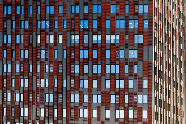 Front view on a facade of modern office building as texture, background, abstract - Image