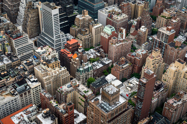 New York, USA - June 6, 2019: New York City. Wonderful panoramic aerial view of Manhattan Midtown Skyscrapers - Image
