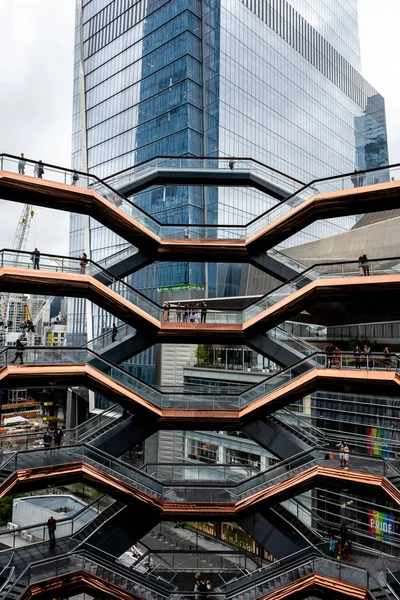 New York, USA - June 21, 2019: The Vessel at Hudson Yards located on Manhattan 's West side - Image — стоковое фото