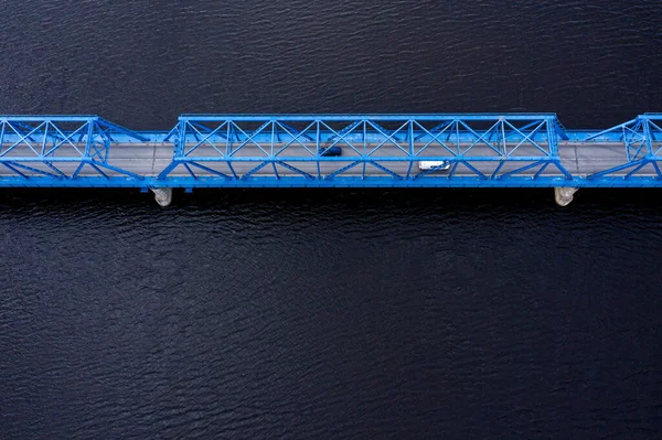 Top Aerial View Bridge River Lielupe Kalnciems Latvia — Stock Photo, Image
