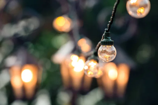 Girland Christmas Market Christmas Tree Background Selective Focus Riga Lat — 스톡 사진