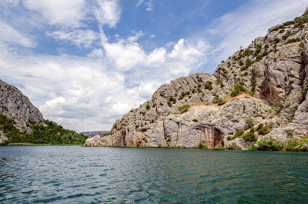 Rocks along the banks of the river in the national park Krka, Croatia