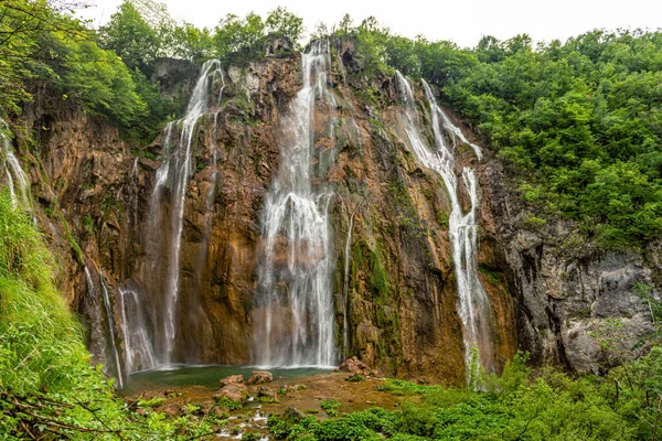 Beautiful Waterfall Plitvice Lakes National Park Croatia — Stock Photo, Image