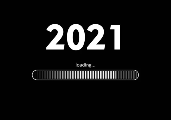 Text 2021 Loading Loading Bar Black Background Concept New Year — Stock Photo, Image