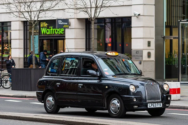 London England December 2019 Typical Black London Cab City Streets — Stock Photo, Image