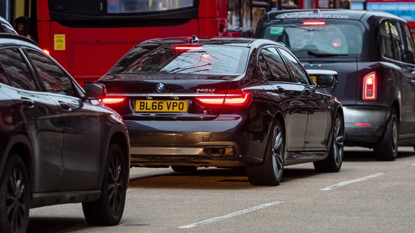 London England Storbritannien December 2019 Trafikstockning London Centrum Med Taxibilar — Stockfoto