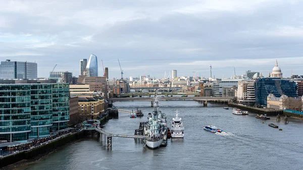 London England January 2020 Aerial View Thames London City — Stock Photo, Image