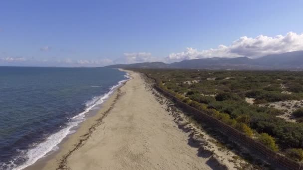 Fale morskie na linii brzegowej widzianych z dronem — Wideo stockowe