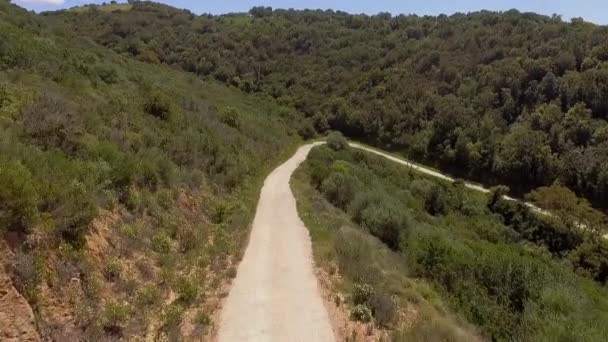 1curve haarspeld van berg gezien met de drone — Stockvideo