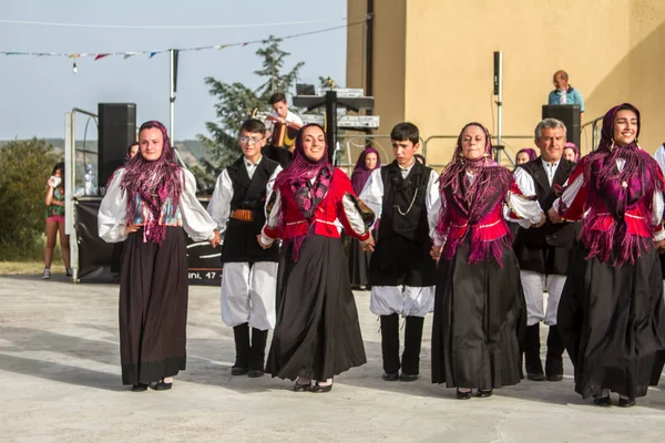 Sardinsk Grupp Dans Med Typiska Kläder Och Folklore — Stockfoto